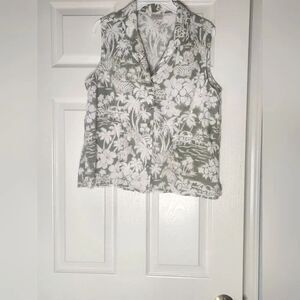 Vtg Erika XL 90s Hawaiian Tropical Print BeachTheme Button Down Women's Shirt